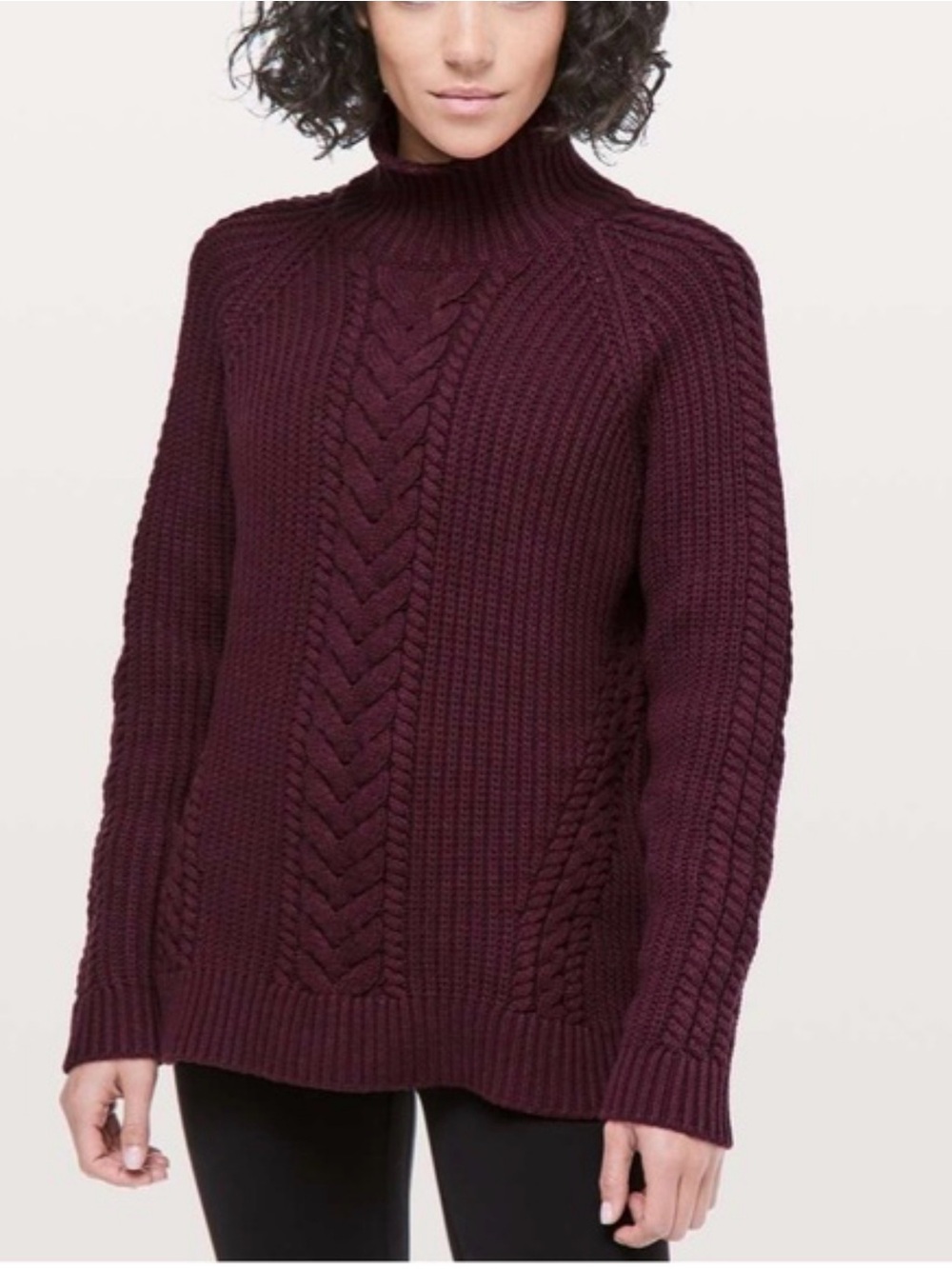 lululemon athletica Plum Cable Knit Turtleneck Sweater